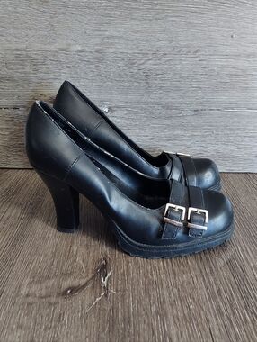 BONGO Vintage Y2K Bratz 90s Chunky Mary Jane Vegan Leather Black Loafer Sz 8